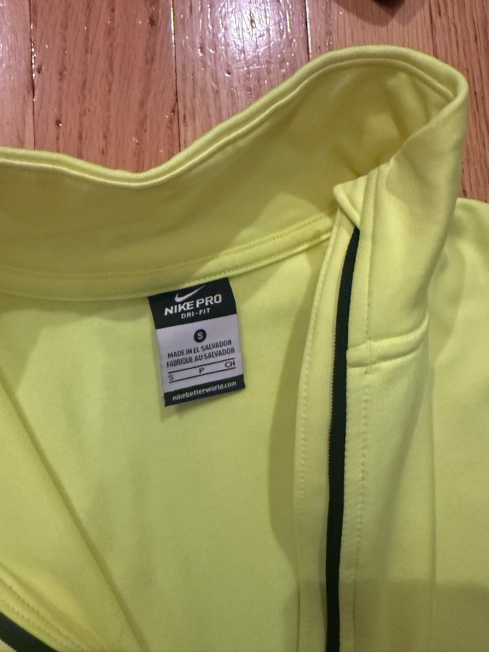 Nike Yellow Dri-FIT Zip Jacket with Black Trim